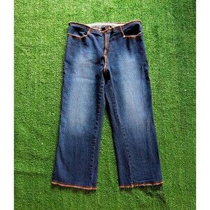 VTG 90s Super Low Rise Cut 28" Denim Straight Leg Capris  Y2K Hip Hop Lettuce